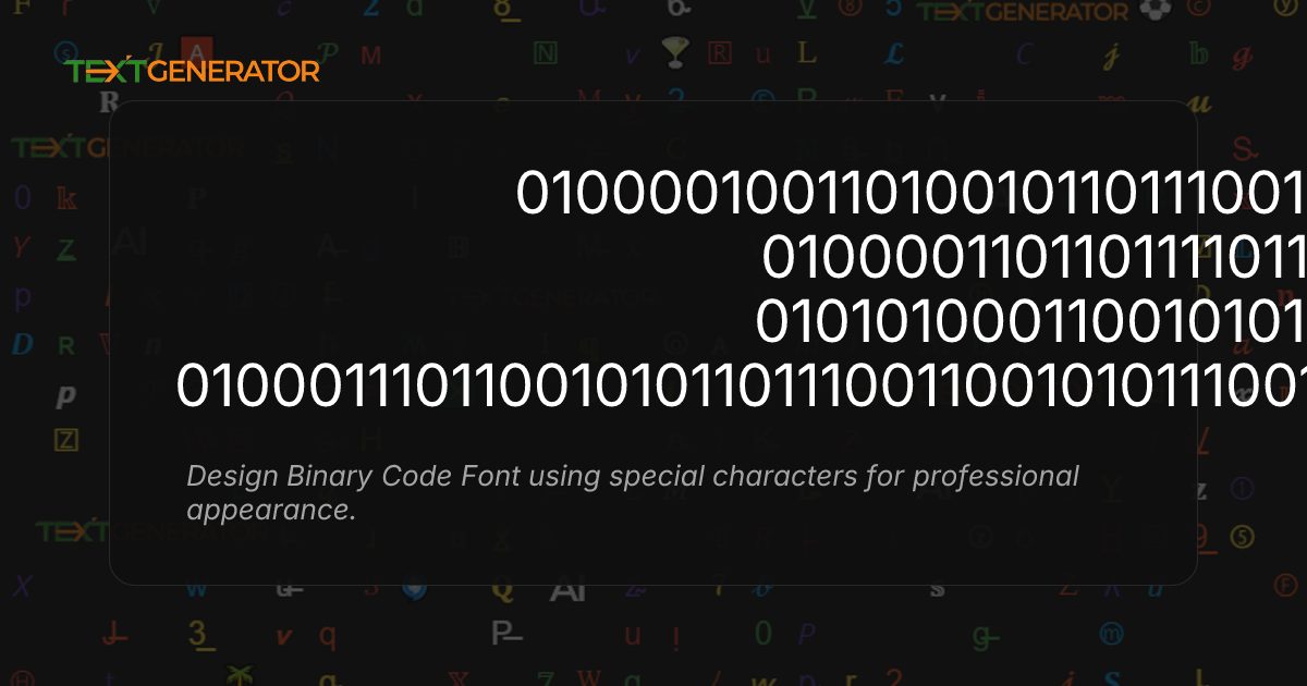 Binary Code Text Generator — Copy & Paste 0100001001101001 Font